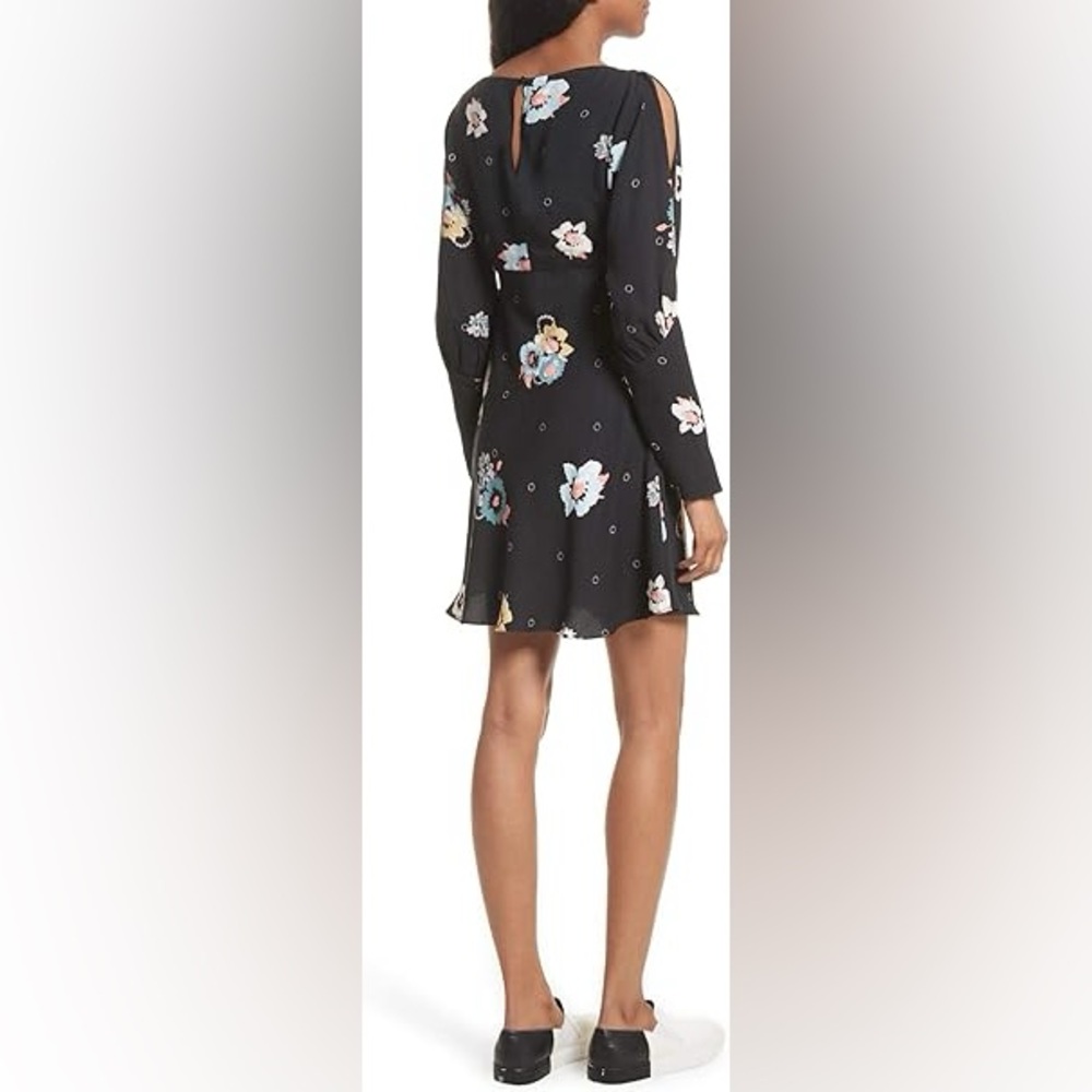 NWT FREE PEOPLE Black Floral Mini “Night Combo” Sunshadow Dress Size 4 - Picture 4 of 14
